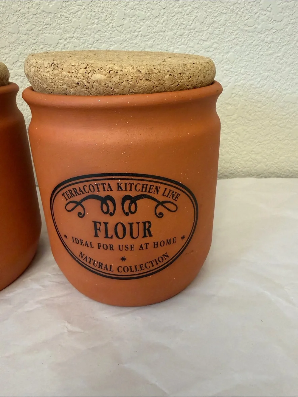 Terracotta Kitchen Line Rice & Flour Canister Set with Cork Lids - Rustic Orange